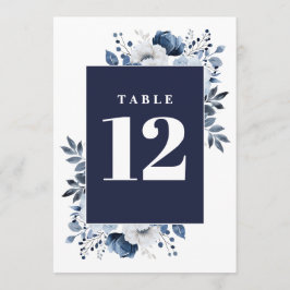 Bordsnumret Land Blommigt för marin blå Elegant Inbjudningar