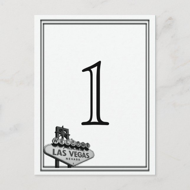 Bordsnumret Las Vegas Destination Wedding Vykort (Framsida)