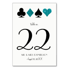 Bordsnumret Las Vegas Teal Glitter Anpassningsbar Bordsnummer