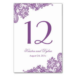 Bordsnumret Lavender Lila Elegant Snöre Bröllop Bordsnummer