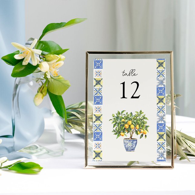 Bordsnumret Lemon Grove Italienskt Inspired Bröllo (Wedding Table Number from the Lemon Grove Wedding Collection by Darling & May)