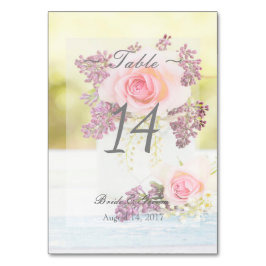 Bordsnumret Lilacs och Ro Vintage bröllop Bordsnummer