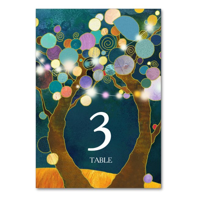 Bordsnumret livets träd Teal Bröllop Bordsnummer (Framsidan)
