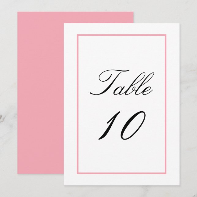 bordsnumret ljusa rosa Bröllop Meddelande (Fram/baksida)