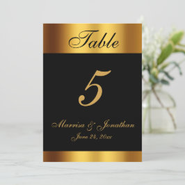 Bordsnumret Luxury Black Guld Calligraphy Bröllop