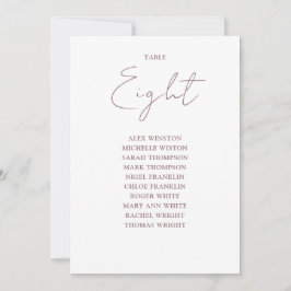 Bordsnumret Mauve Elegant Modern Seation Chart Inbjudningar