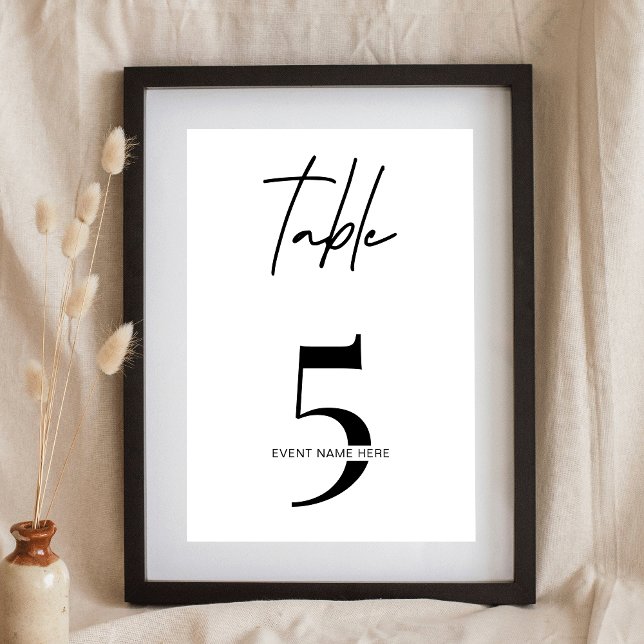 Bordsnumret Minimalistisk svartvit funktion Bordsnummer (Skapare uppladdad)