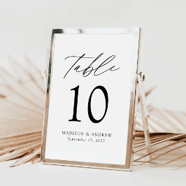 Bordsnumret Modern Elegant Black Script Bröllop