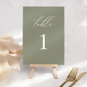 Bordsnumret Modern Elegant Script Olive Bröllop Bordsnummer
