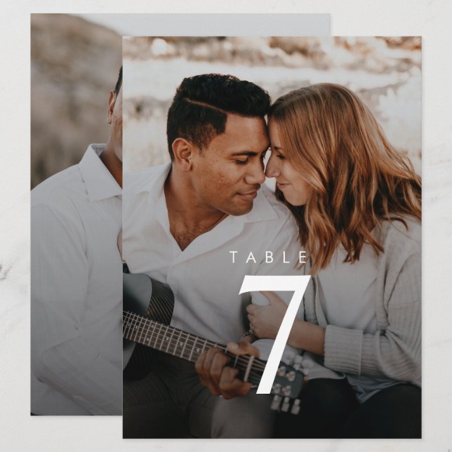 Bordsnumret Modern minimalist Photo Bröllop (Fram/baksida)