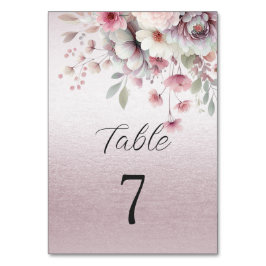 Bordsnumret Modern Rosa White Blommigt Bordsnummer
