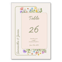 Bordsnumret Modern Rustic Wildblomma Bröllop