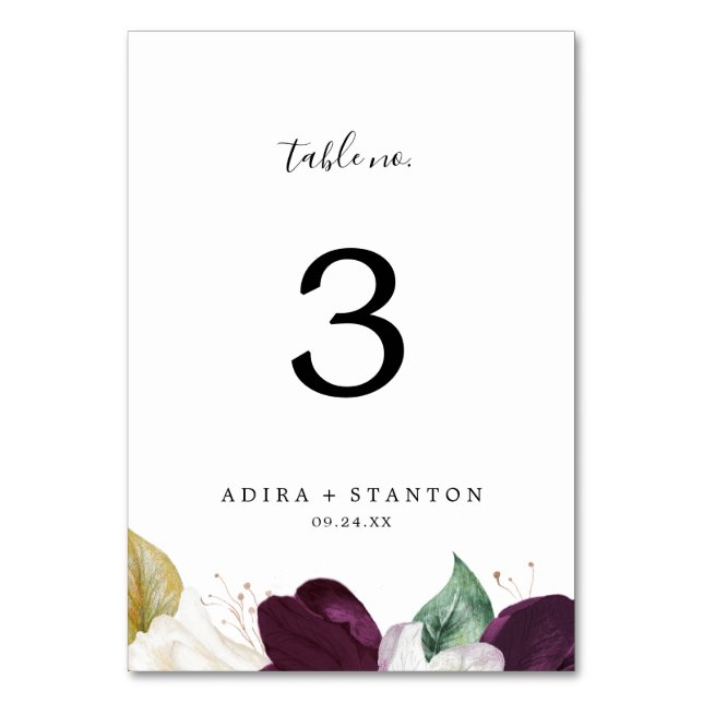 Bordsnumret moody Lila Blooms Bordsnummer (Framsidan)