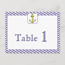 Bordsnumret Nautical Anchor Blue Rand Bröllop Vykort