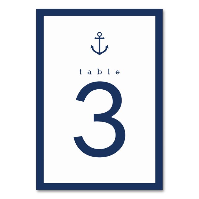 Bordsnumret Nautical Navy Blue Anchor Bröllop Bordsnummer (Baksidan)