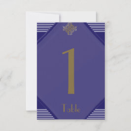 Bordsnumret Navy Art Deco Posh Bröllop Inbjudningar