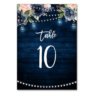 Bordsnumret Navy Blue Blommigt String Ljus Bordsnummer