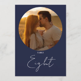 Bordsnumret Navy Blue Modern Minimalist Script Inbjudningar