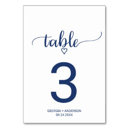 Bordsnumret Navy Blue Simple Calligraphy Bröllop Bordsnummer