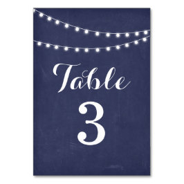 Bordsnumret Navy Blue Summer String Light Bröllop Bordsnummer