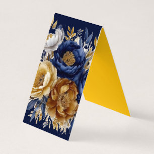 Bordsnumret Navy Guld Paked Peony Bröllop Kort