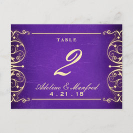 Bordsnumret Nouveau Victorian Guld & Eggplant Vykort