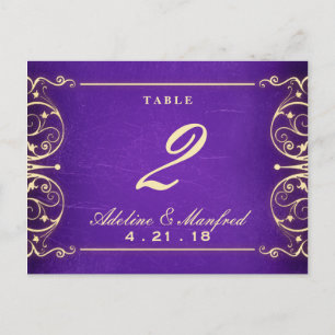 Bordsnumret Nouveau Victorian Guld & Eggplant Vykort