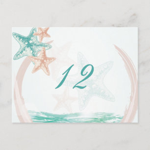 Bordsnumret Ocean Breeze Beach Wedding Vykort