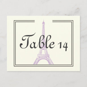 Bordsnumret Paris bröllop lila Eiffel Torn Vykort