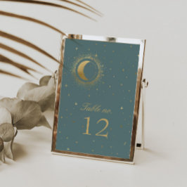 Bordsnumret Pastel Celestial Guld Måne Bröllop OSA Kort