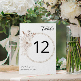 Bordsnumret Pearls & White Blommigt Bordsnummer
