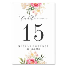 Bordsnumret Peony guld BRÖLLOP Personlig Bordsnummer