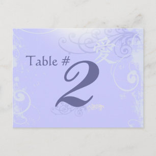 Bordsnumret Periwinkle Kanji Kärlek Swirl Bröllop Vykort