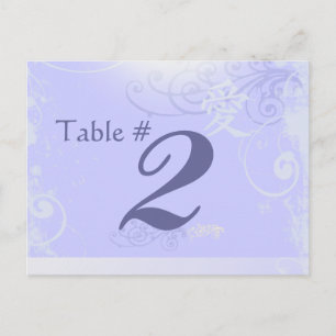 Bordsnumret Periwinkle Kanji Kärlek Swirl Bröllop Vykort