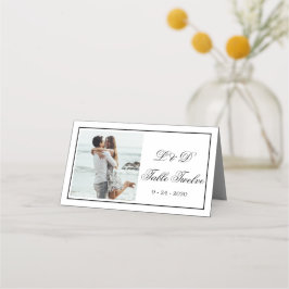 Bordsnumret Photo Elegant Black White Bröllop Placeringskort