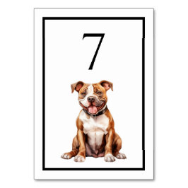 Bordsnumret Pit Bull Dog Watercolor Bordsnummer