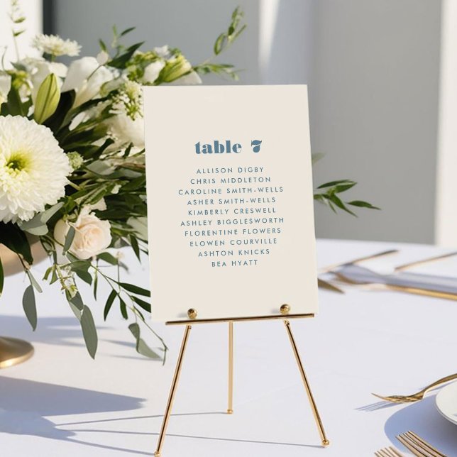 Bordsnumret Placeringsschema för enkelt fet typogr (Simple Bold Typography Wedding Table Number Seating Chart Card)