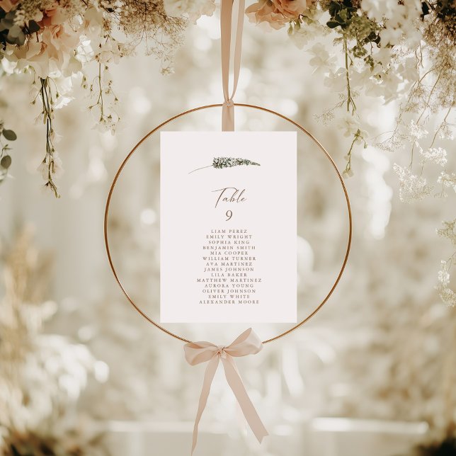 Bordsnumret Placeringsschema för enkelt Rustic Blo (Simple Rustic Floral Table Number Seating Chart)