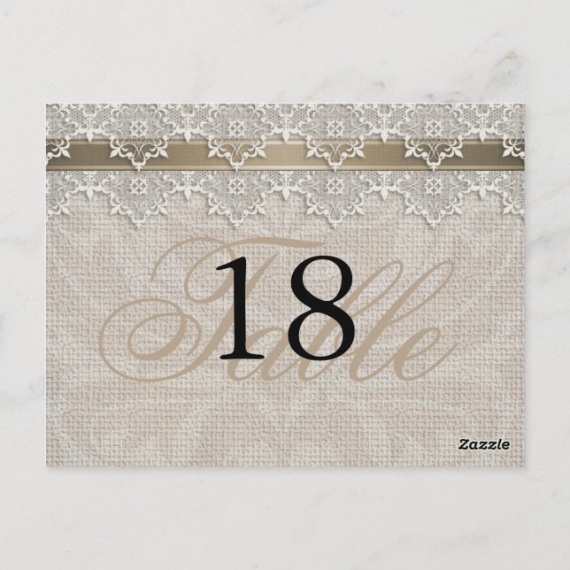 Bordsnumret PostCard för Chicen Snöre & Burlap Vykort (Baksida)