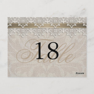 Bordsnumret PostCard för Chicen Snöre & Burlap Vykort