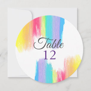 Bordsnumret Rainbow Watercolor Bröllop Circle