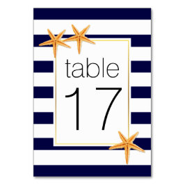 Bordsnumret rand och stjärnfisk bröllop bordsnummer
