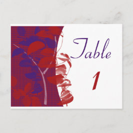 Bordsnumret Red and Lila Löv Design Vykort