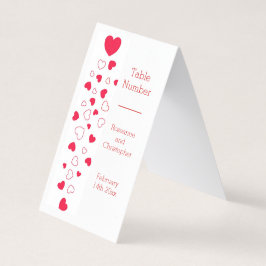 Bordsnumret Red Hearts Valentines day Bröllop Kort