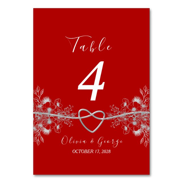 Bordsnumret Red och Black Bröllop Bordsnummer (Baksidan)