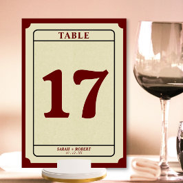 Bordsnumret Retro Biljett Stub Wedding Reception Bordsnummer