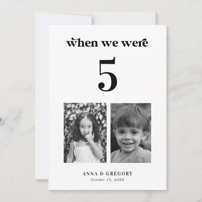 Bordsnumret Retro Children Bilder 5x7 Bröllop Inbjudningar (Framsida)