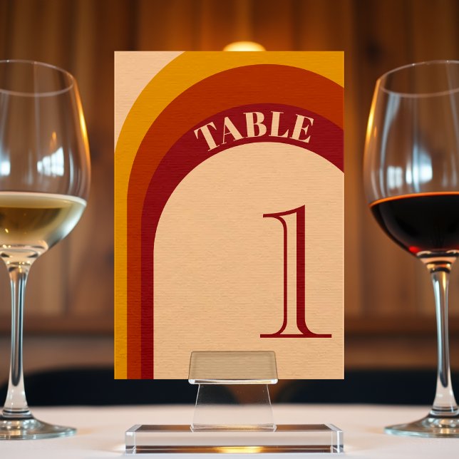 Bordsnumret Retro Curved Arch Rand Bröllop Bordsnummer (Retro Curved Arch Stripe Wedding Table Number)