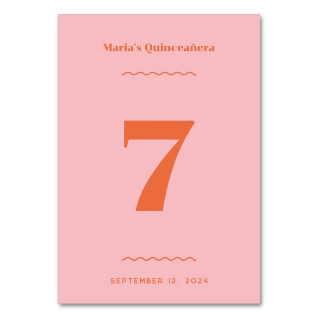 Bordsnumret Retro Rosa Bordsnummer (Framsidan)