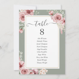 Bordsnumret ro Blommigt Sage Grönt  Meddelande